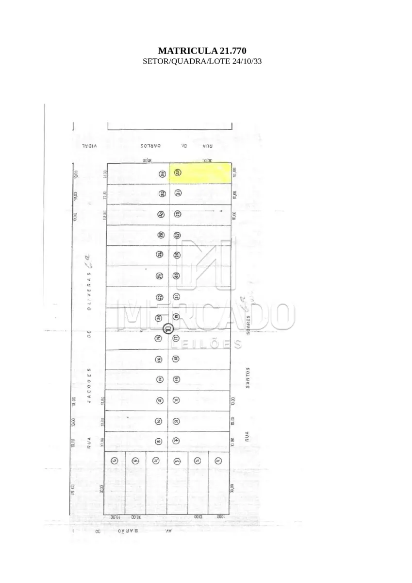 LOTE 003 - IMÓVEL URBANO composto de um terreno, situado nos subúrbios da cidade de Santana do Livramento, no lugar denominado Bairro Industrial, designado pelo lote nº 33, medindo 10m de frente por 30m de frente a fundos por ambos os lados, totalizando 300m². Inscrito sob a matrícula nº 21.770 do CRI de Santana do Livramento.
